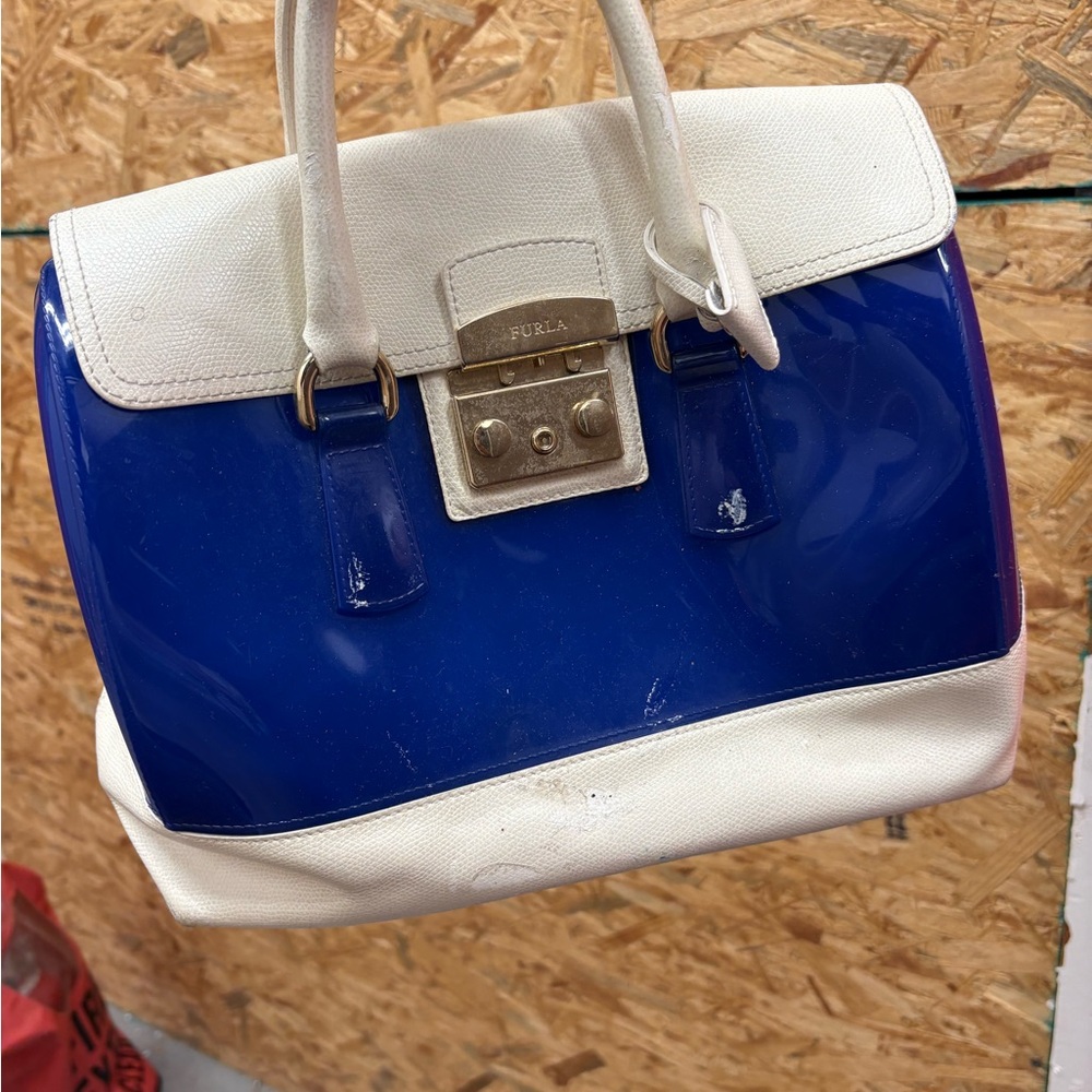 Furla Royal Blue and Cream Satchel